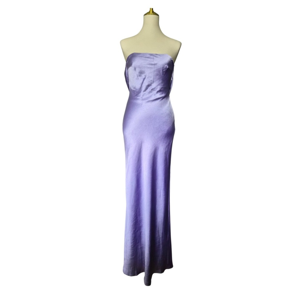Showpo Charlita Strapless Satin Maxi Dress Lilac Cowl Back Formal AU 8 US 4 NWT